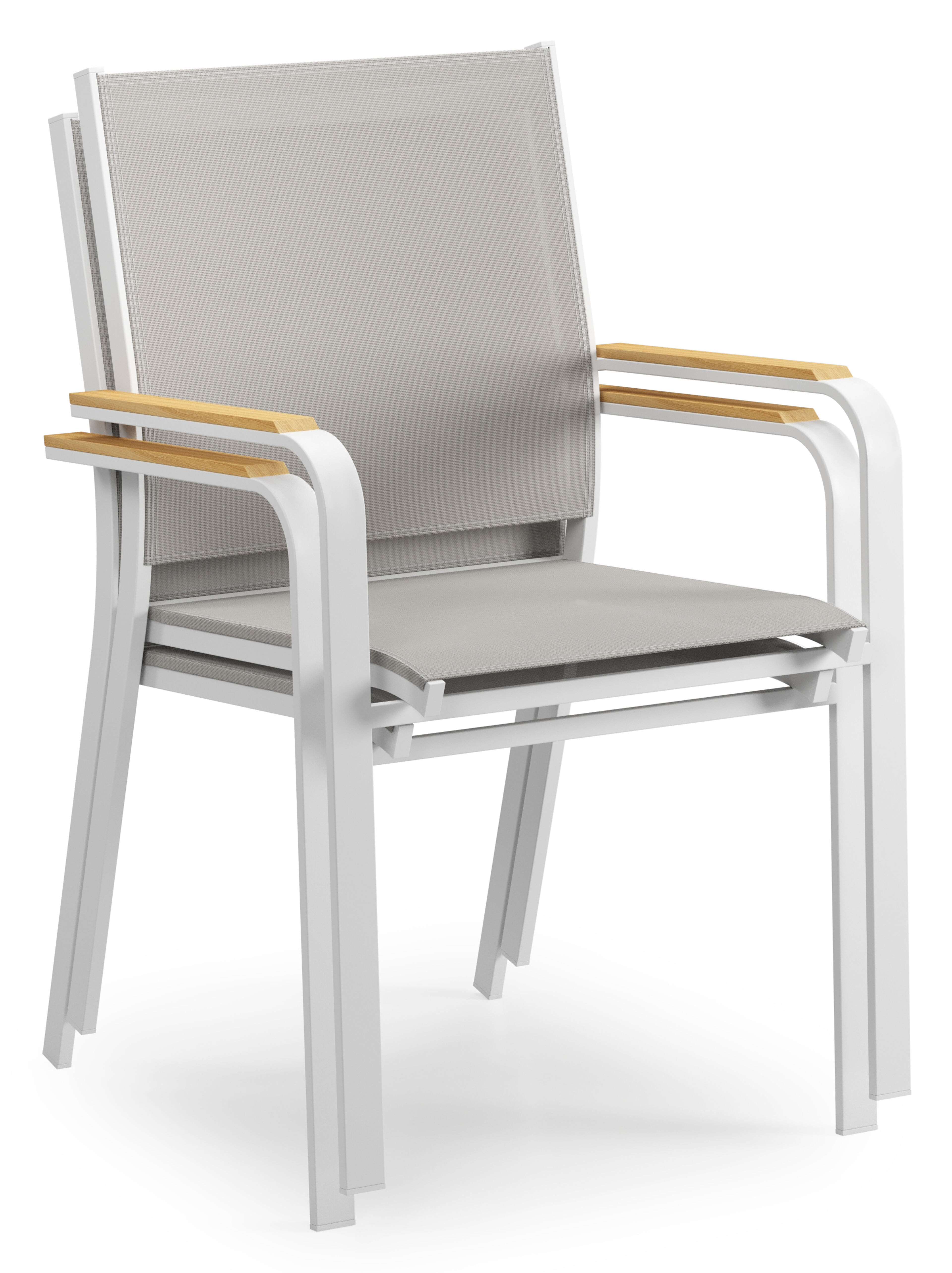 Pamplona ensemble de jardin ovale en aluminium blanc en teck natural finish avec 8 chaises de jardin Amalfi