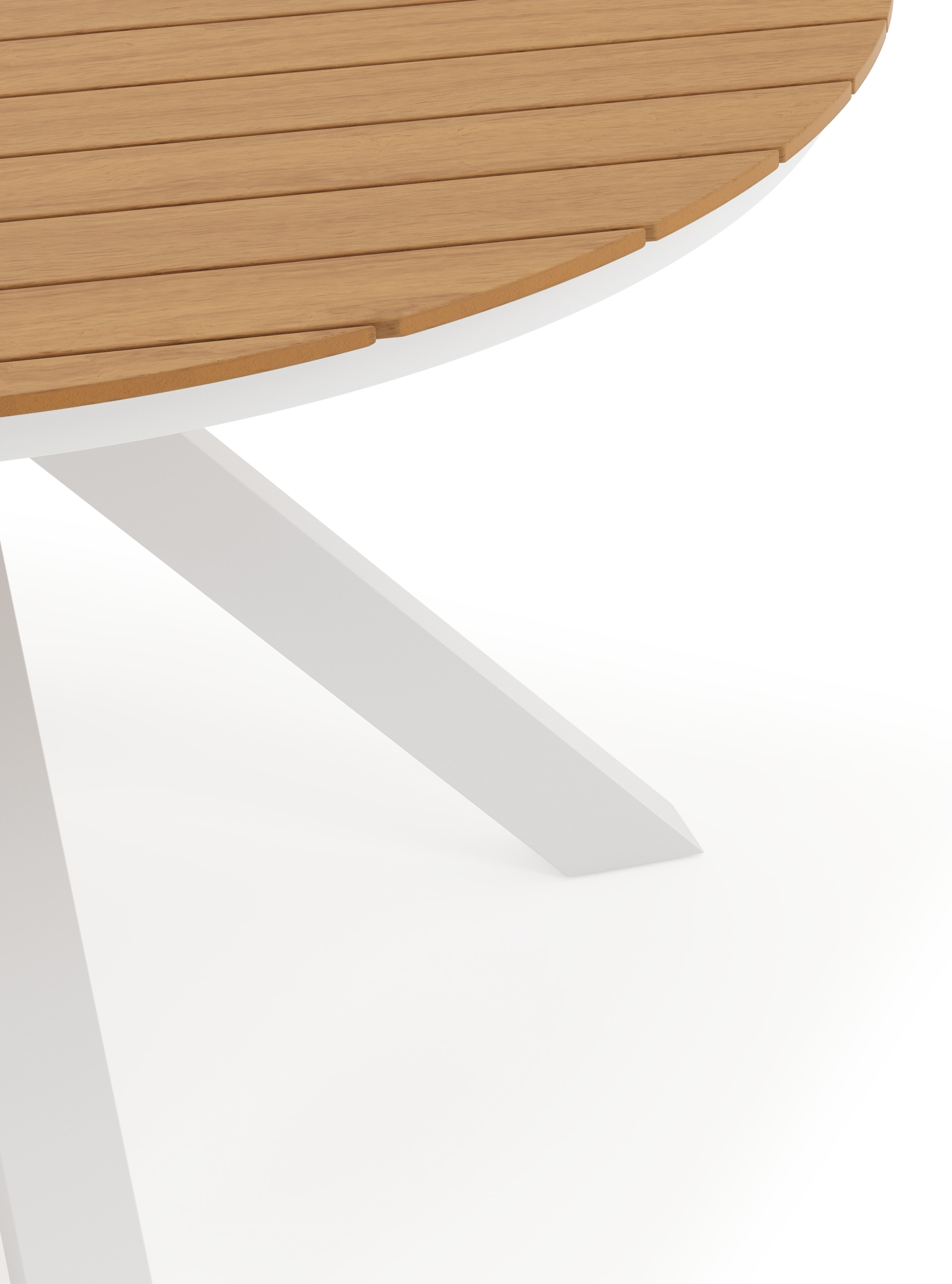 Tora tuinset in wit aluminium en naturel polywood tafelblad met 4 Paco tuinstoelen