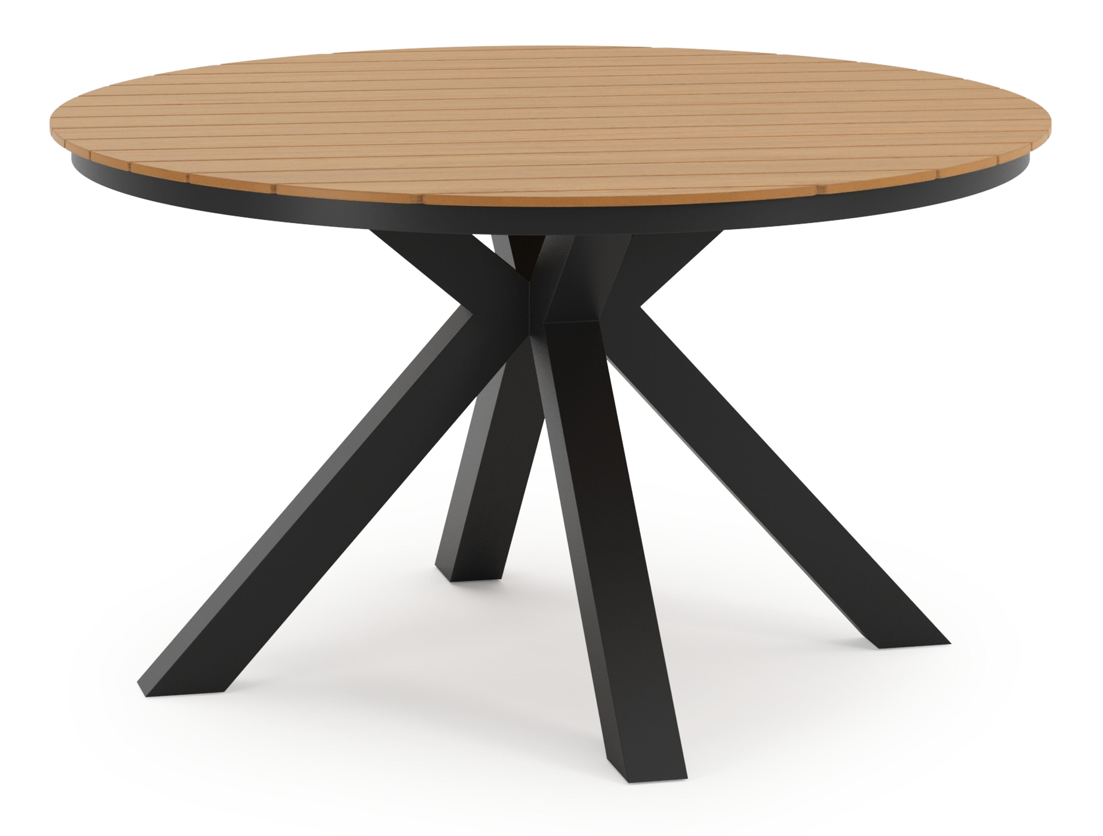Table de jardin Tora ronde en aluminium noir et polywood - Dia. 140 x Haut. 75 cm
