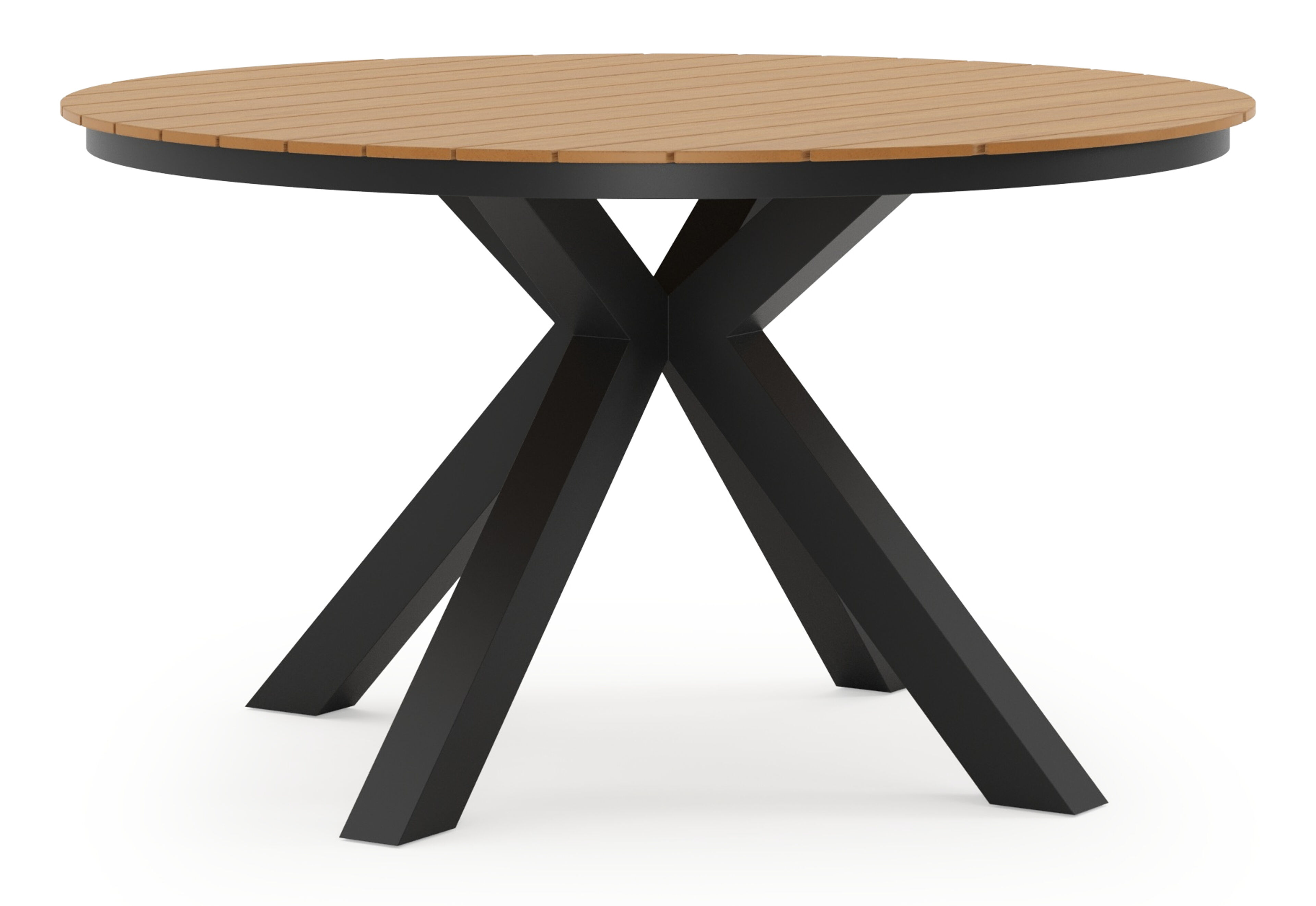 Ensemble de jardin Tora en aluminium noir et polywood avec 4 chaises de jardin Bahia polywood