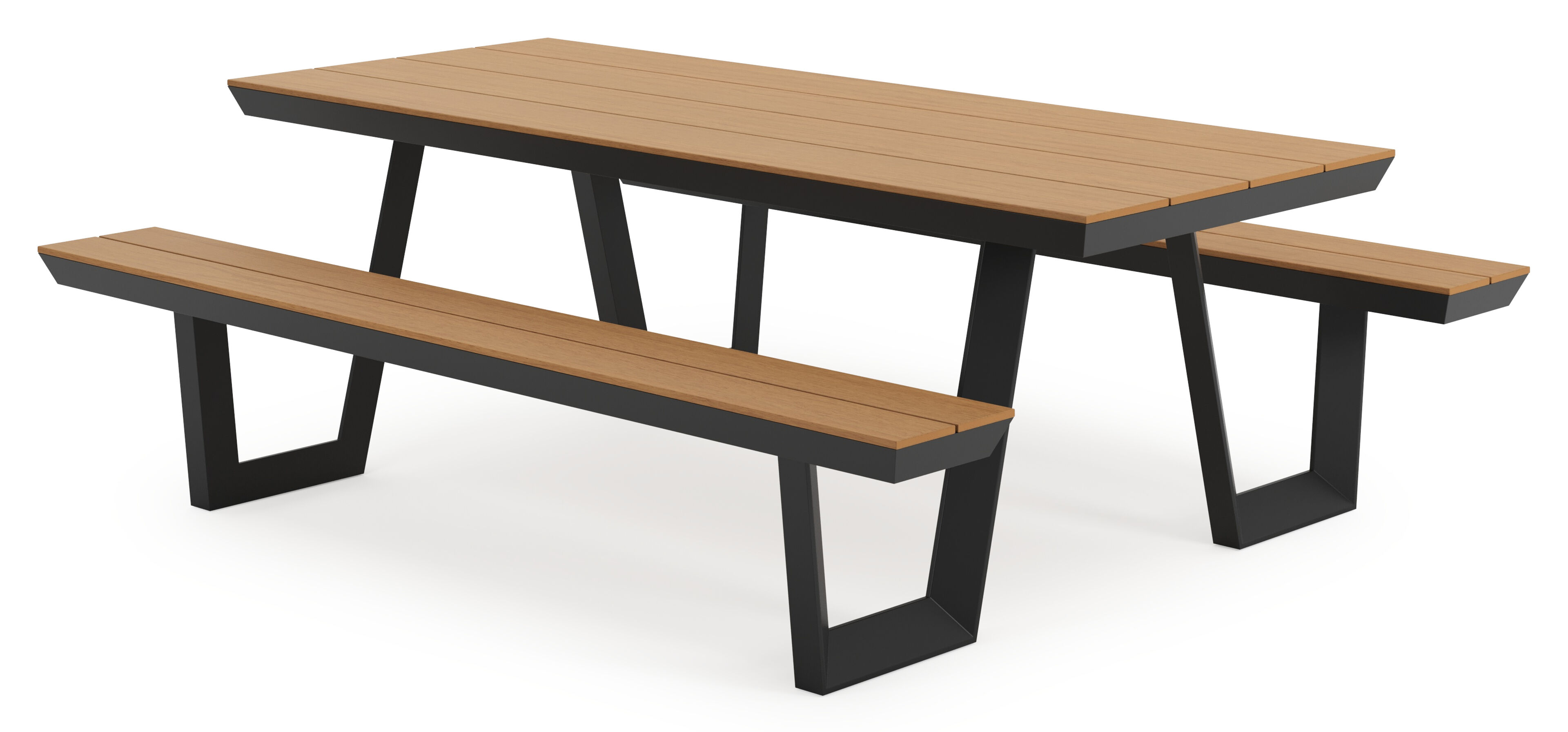 Table de pique-nique Altura en aluminium noir et polywood - Lg. 220 x Lrg. 174 x Haut. 74 cm