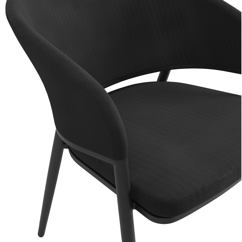 Lacrima tuinstoel in zwart aluminium en zwart comfort textilene