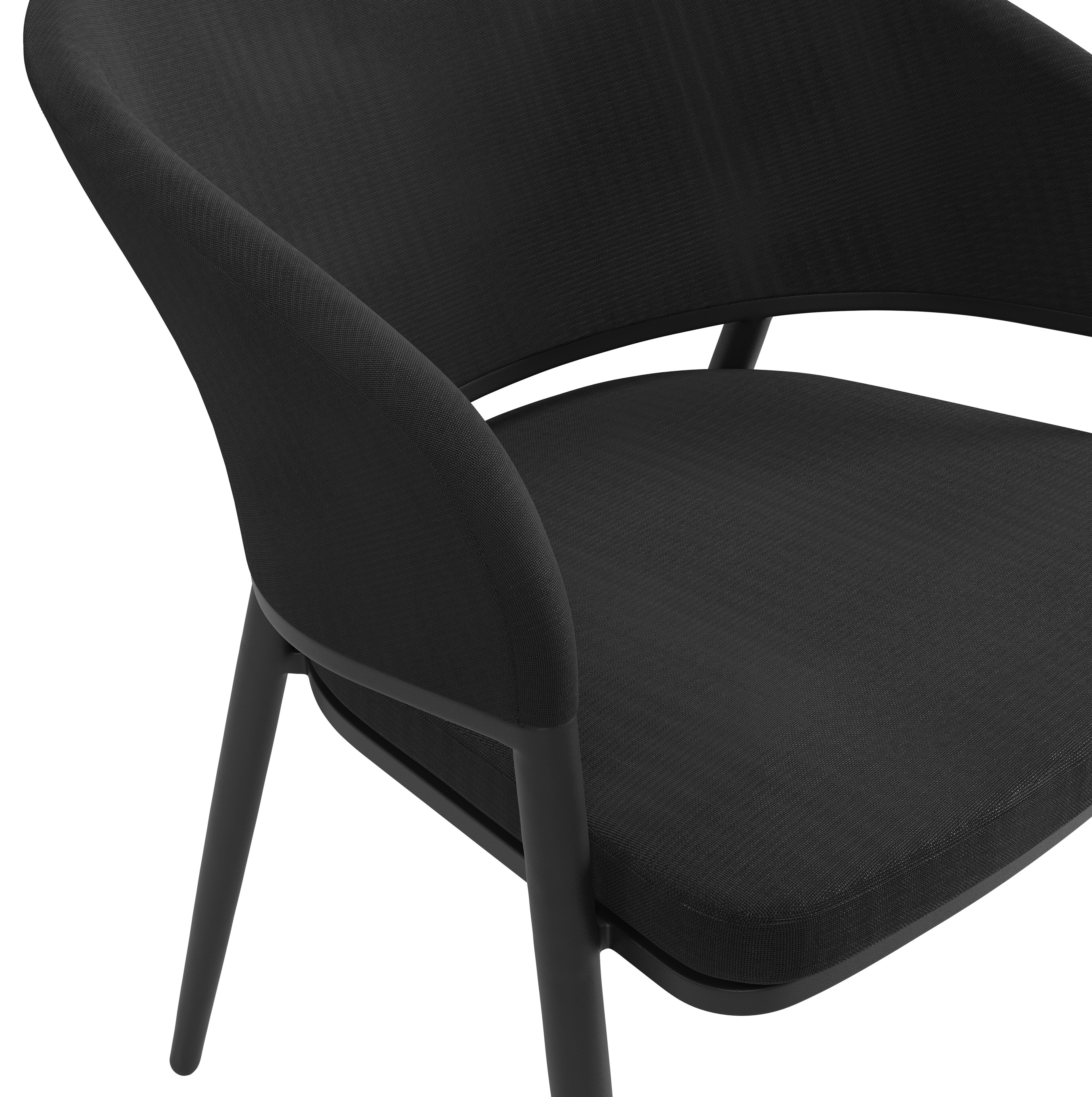 Lacrima tuinstoel in zwart aluminium en zwart comfort textilene