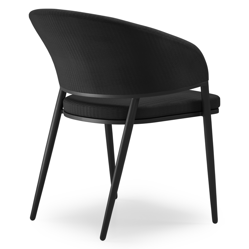 Lacrima tuinstoel in zwart aluminium en zwart comfort textilene