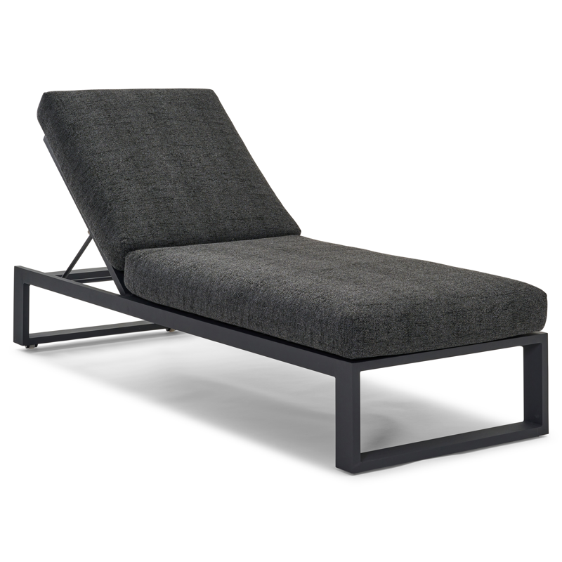Verato verstelbaar ligbed in zwart aluminium met chartres sooty all weather sunbrella® luxe kussen