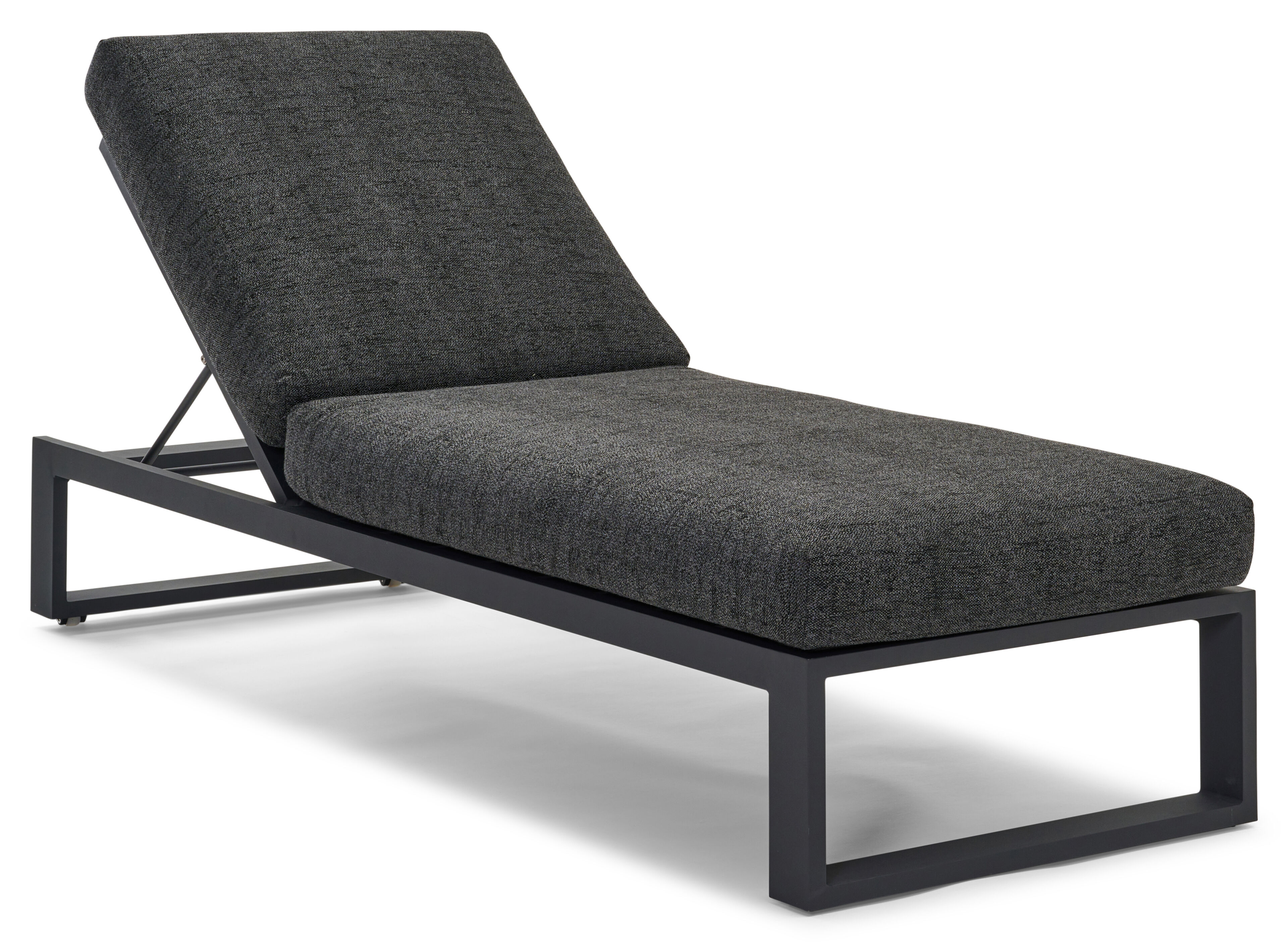 Verato verstelbaar ligbed in zwart aluminium met chartres sooty all weather sunbrella® luxe kussen
