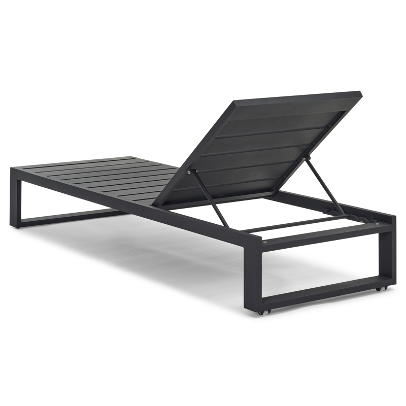 Verato verstelbaar ligbed in zwart aluminium met chartres sooty all weather sunbrella® luxe kussen