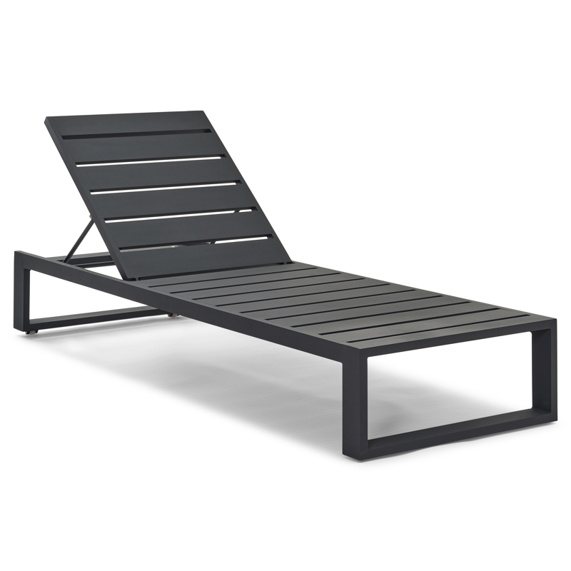 Verato verstelbaar ligbed in zwart aluminium met chartres sooty all weather sunbrella® luxe kussen