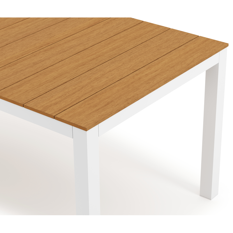Toma tuintafel rechthoekig in wit aluminium en polywood - L 200 x B 90 x H 73 cm