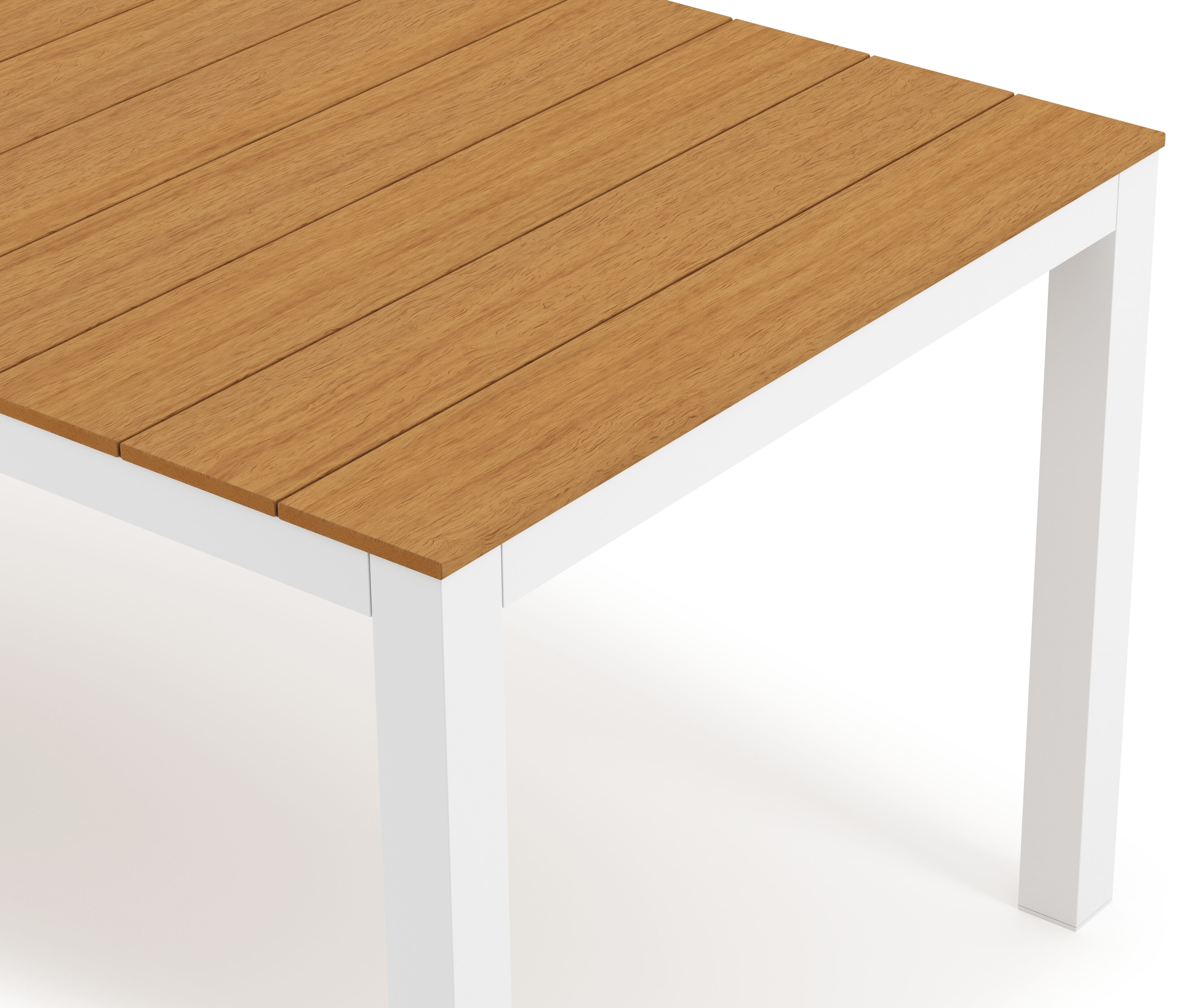 Table de jardin Toma rectangulaire en aluminium blanc et polywood - Lg. 200 x Lrg. 90 x Haut. 73 cm