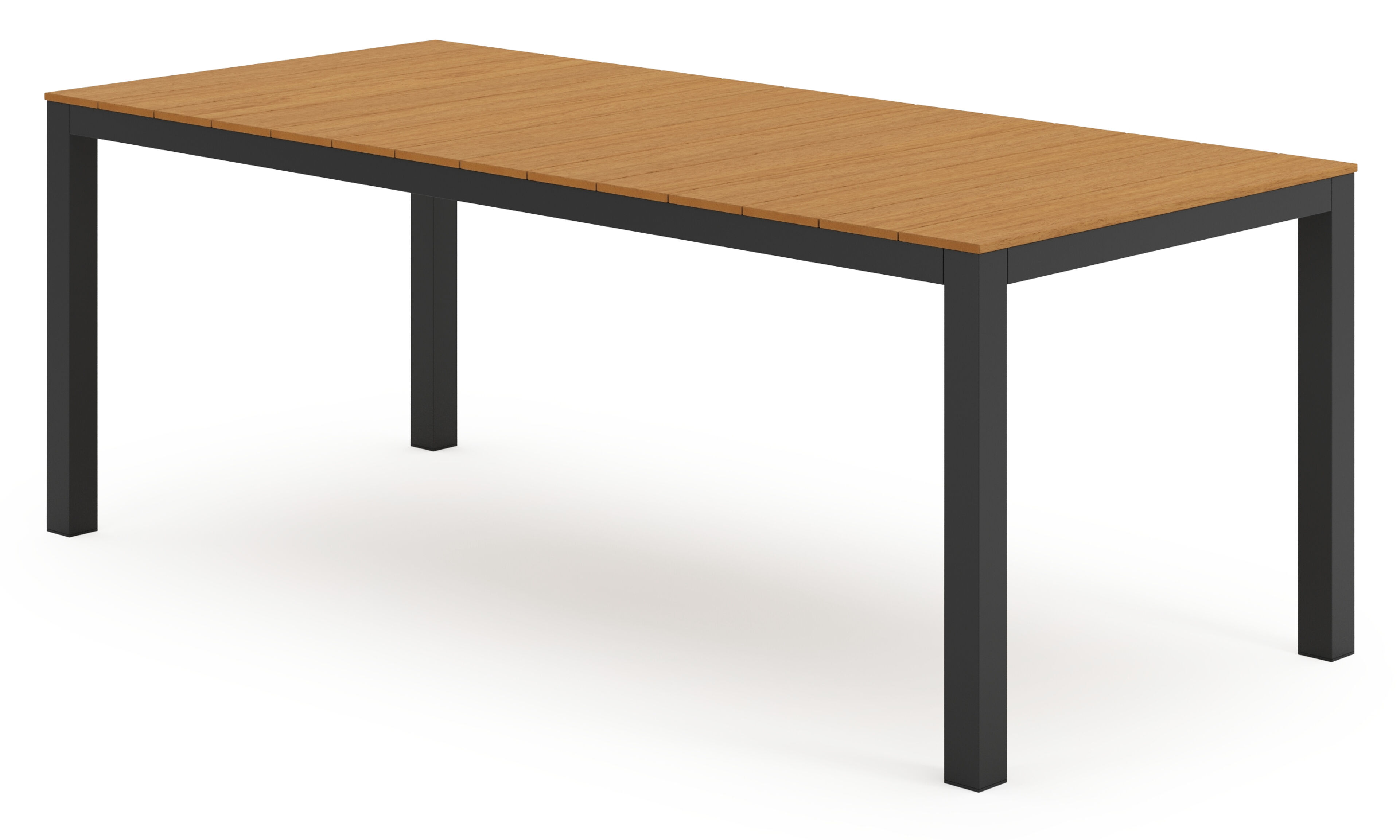 Table de jardin Toma rectangulaire en aluminium noir et polywood - Lg. 200 x Lrg. 90 x Haut. 73 cm