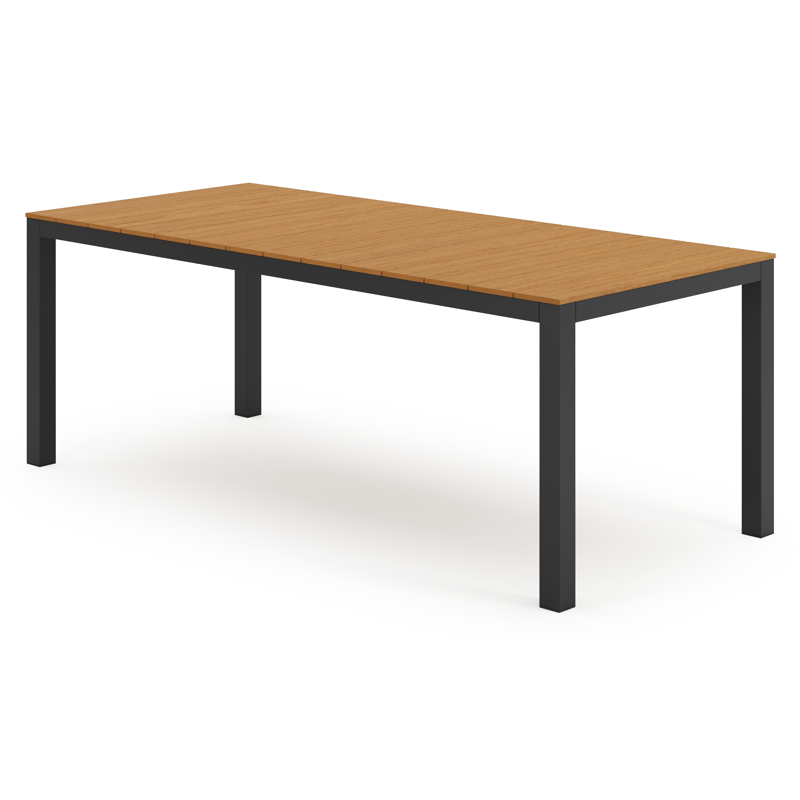 Table de jardin Toma rectangulaire en aluminium noir et polywood - Lg. 200 x Lrg. 90 x Haut. 73 cm