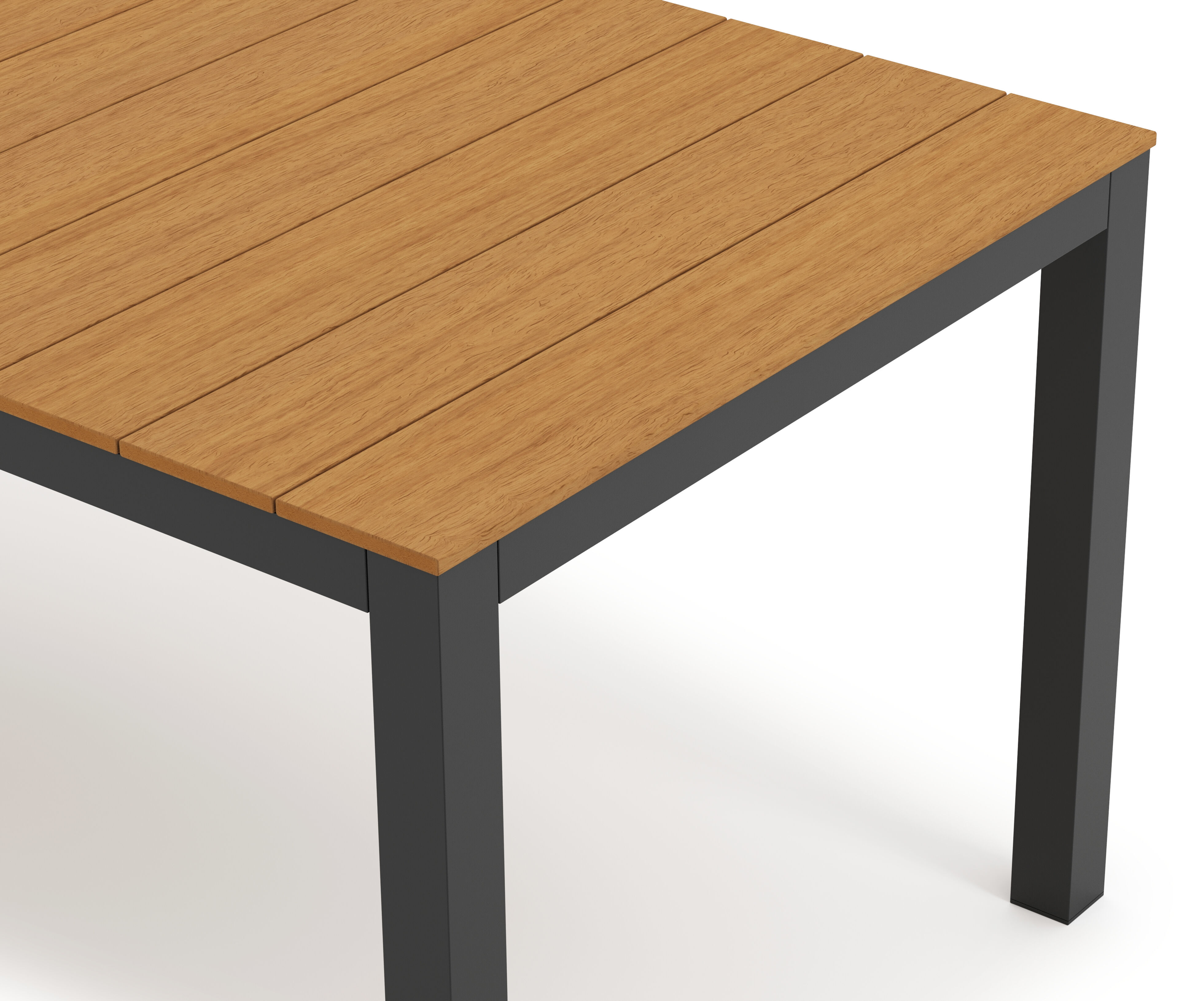 Table de jardin Toma rectangulaire en aluminium noir et polywood - Lg. 200 x Lrg. 90 x Haut. 73 cm