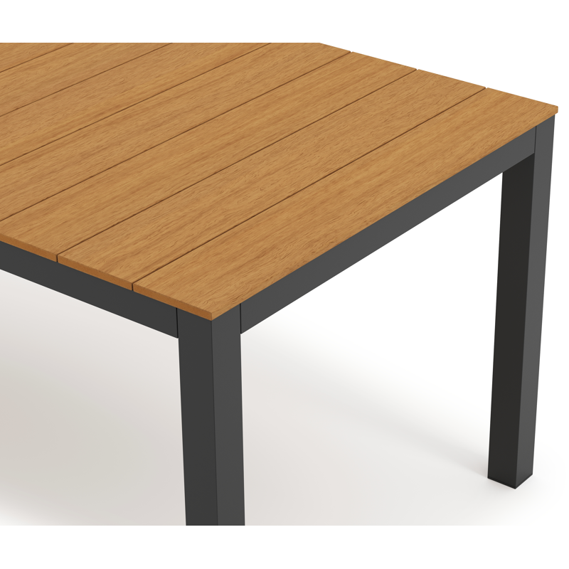 Table de jardin Toma rectangulaire en aluminium noir et polywood - Lg. 200 x Lrg. 90 x Haut. 73 cm