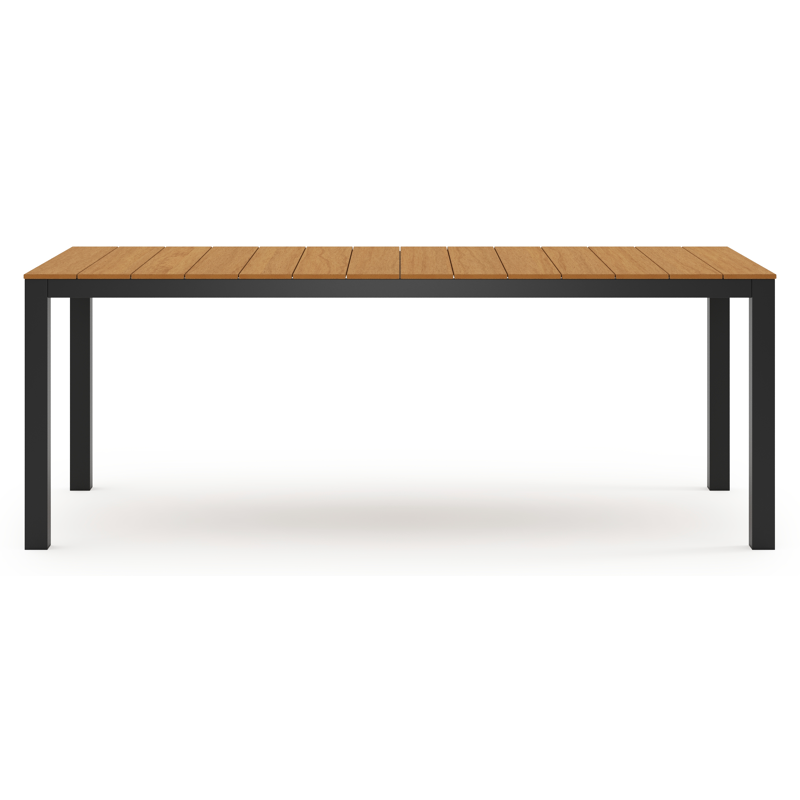 Table de jardin Toma rectangulaire en aluminium noir et polywood - Lg. 200 x Lrg. 90 x Haut. 73 cm
