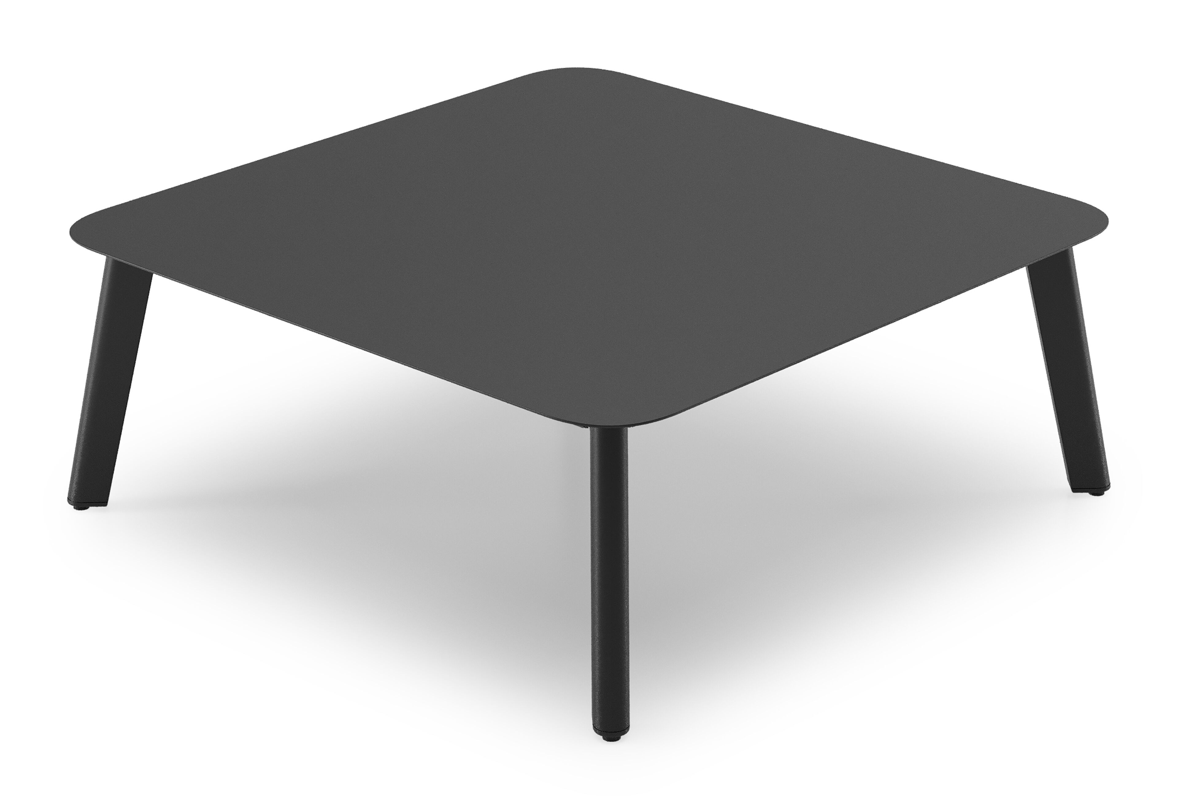 Mosa loungehoek in zwart aluminium met natte sooty all weather sunbrella® premium kussens en loungetafel