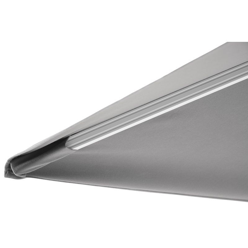 Avola zweefparasol met tiltfunctie in wit aluminium met grijs sunbrella® premium parasoldoek - L1 300 x L2 300 cm (zonder voet)