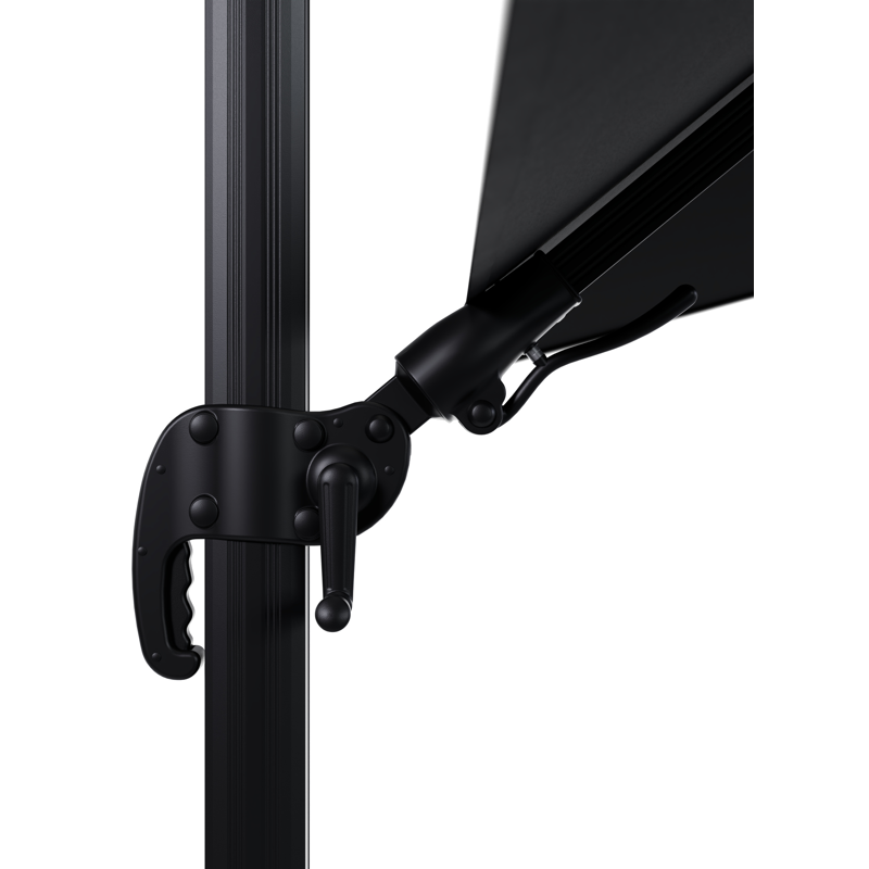 Parasol pendant Avola avec fonction tilt en aluminium noir avec toile de parasol en all weather sunbrella® premium noir - Larg1 300 x Larg2 300 cm (sans pied de parasol)