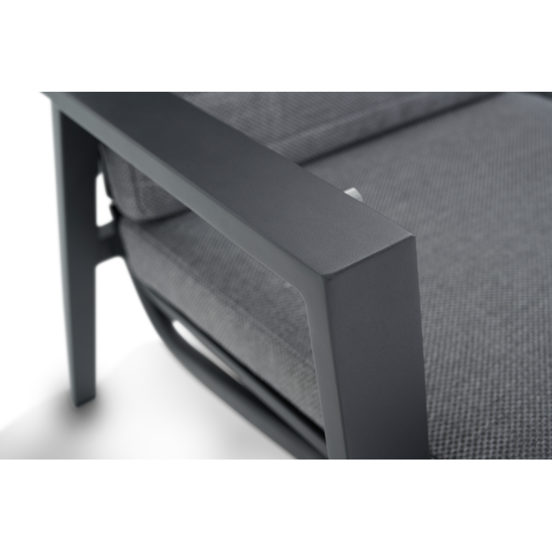 Prato loungeset in zwart aluminium met grijs weather+ textilene kussens