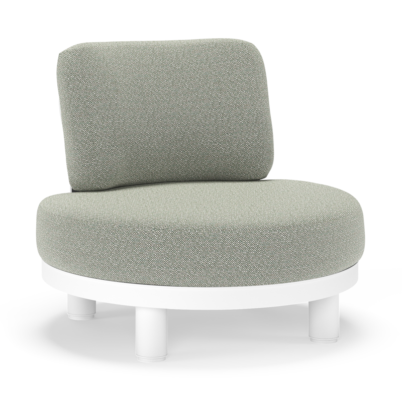 Fauteuil de jardin Donato en aluminium blanc et coussins en all weather sunbrella® luxe Savane Leaf