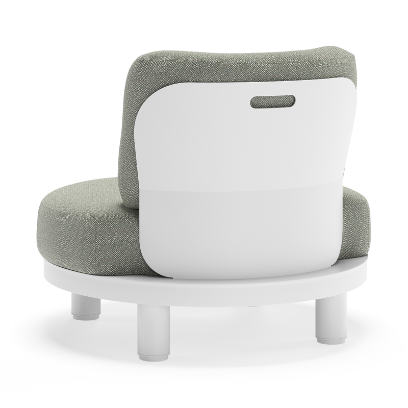Fauteuil de jardin Donato en aluminium blanc et coussins en all weather sunbrella® luxe Savane Leaf