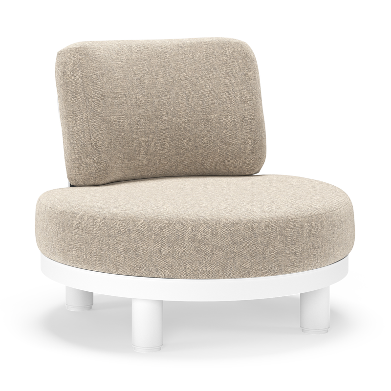 Donato loungestoel in wit aluminium met all weather sunbrella® luxe Chartres Pewter kussen