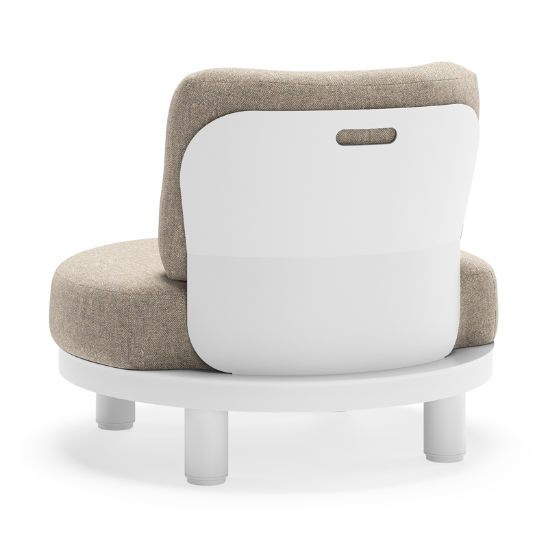 Donato loungestoel in wit aluminium met all weather sunbrella® luxe Chartres Pewter kussen