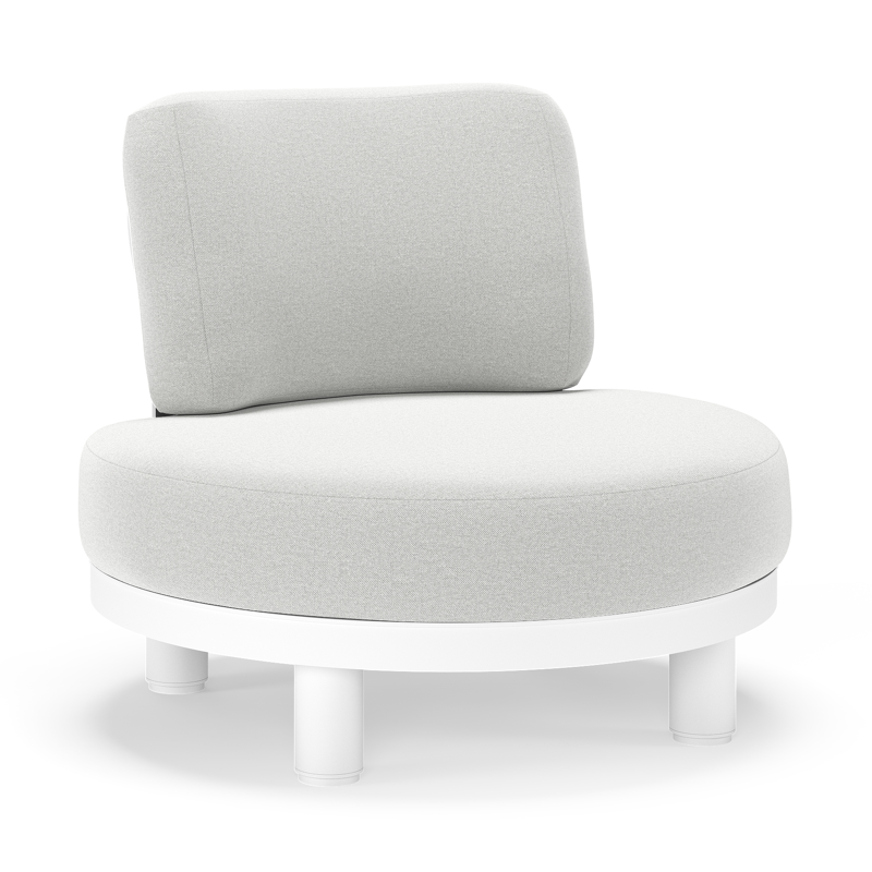 Fauteuil de jardin Donato en aluminium blanc et coussins en all weather sunbrella® luxe Natte Grey Chine