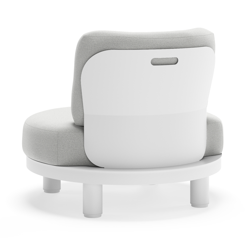Fauteuil de jardin Donato en aluminium blanc et coussins en all weather sunbrella® luxe Natte Grey Chine