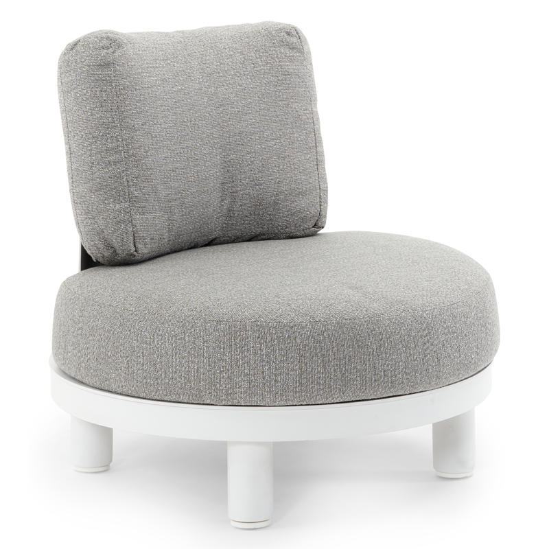Donato loungezetel 1-zit in wit aluminium met tundra charcoal all weather sunbrella® luxe kussen