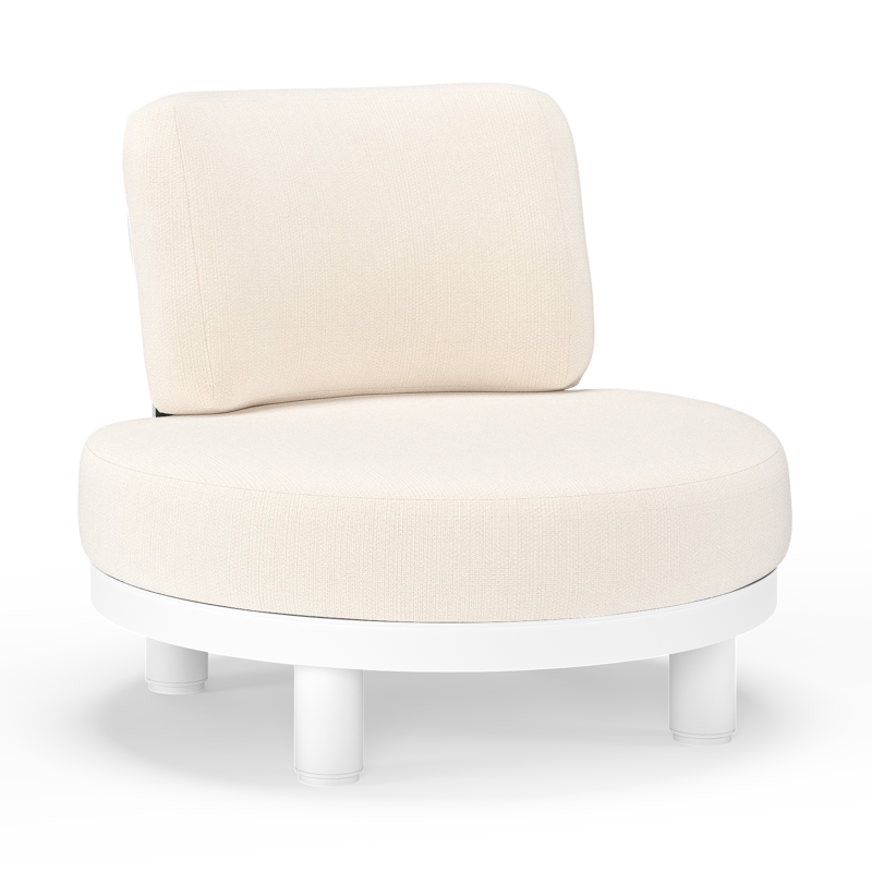 Fauteuil de jardin Donato en aluminium blanc et coussins en all weather sunbrella® luxe Lopi Snow