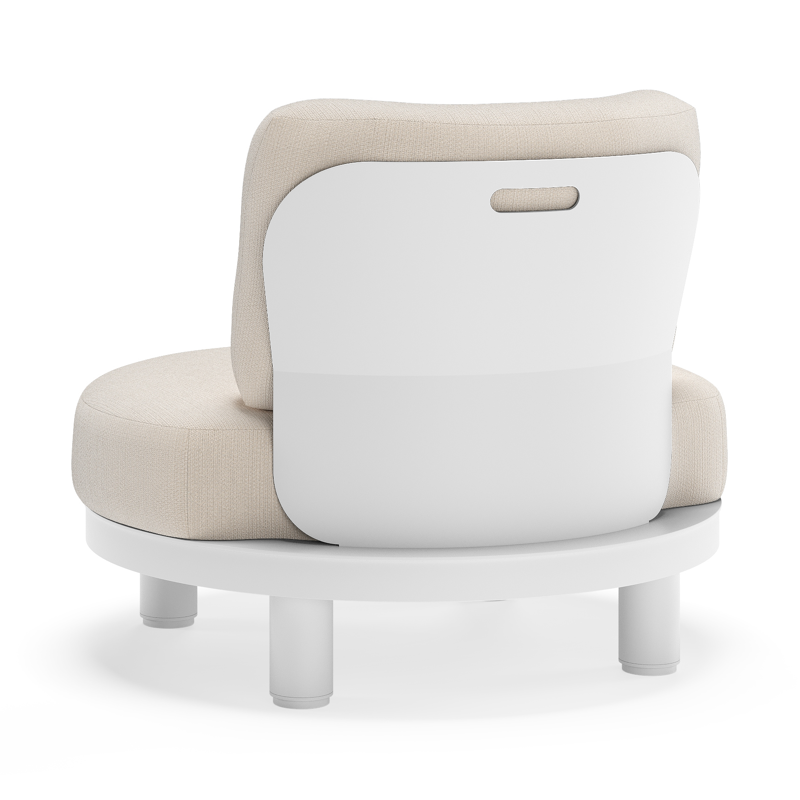 Fauteuil de jardin Donato en aluminium blanc et coussins en all weather sunbrella® luxe Lopi Snow
