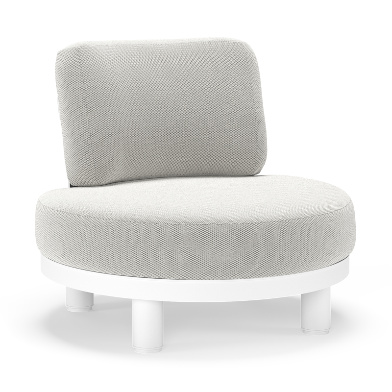 Donato loungestoel in wit aluminium met all weather sunbrella® luxe Lopi Ash kussen