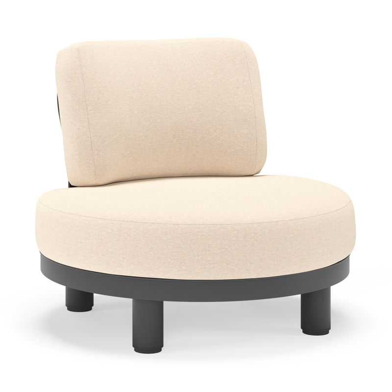 Donato loungestoel in zwart aluminium met all weather sunbrella® luxe Heritage Papyrus kussen
