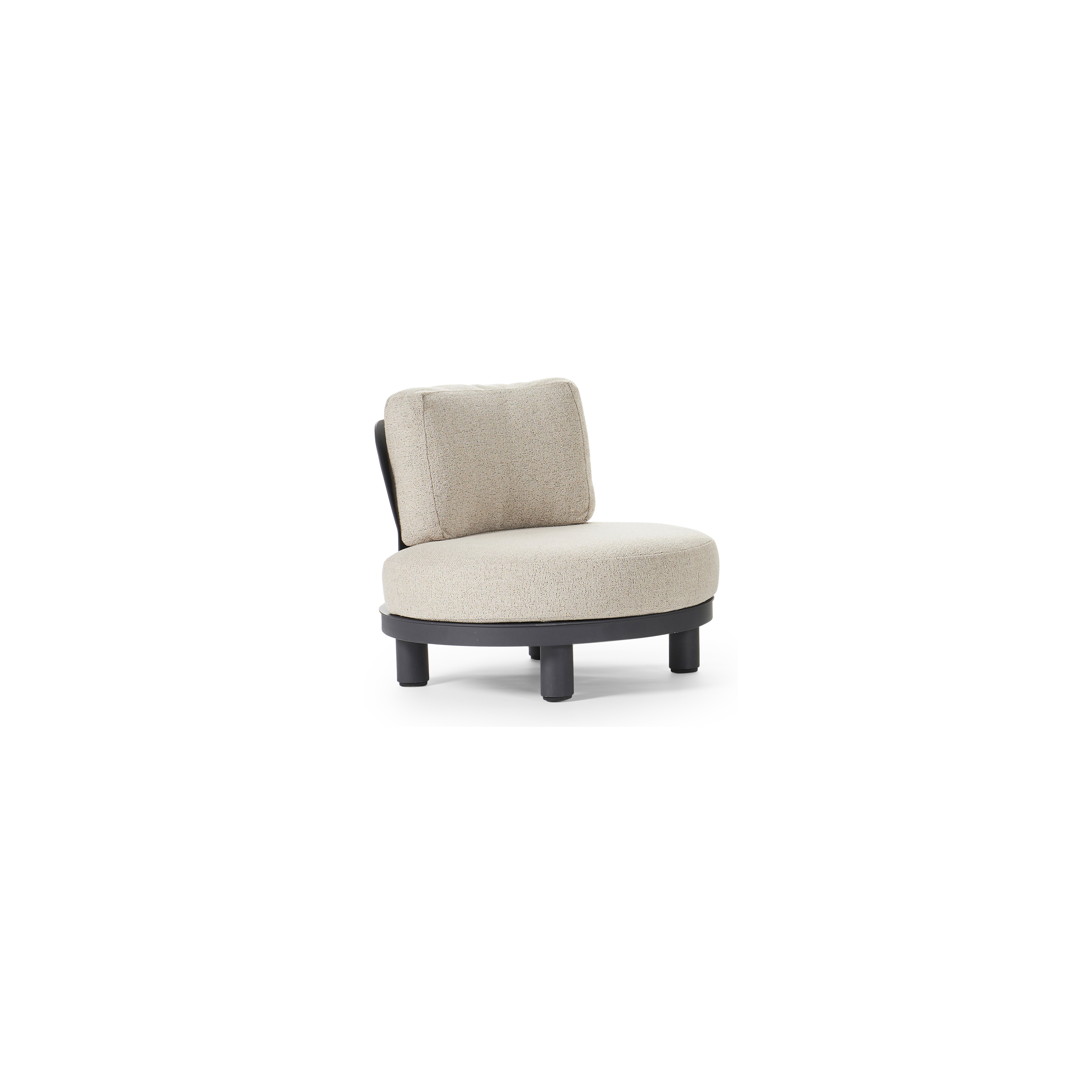 Donato loungestoel in zwart aluminium met marbella beige All Weather Cosytica kussen