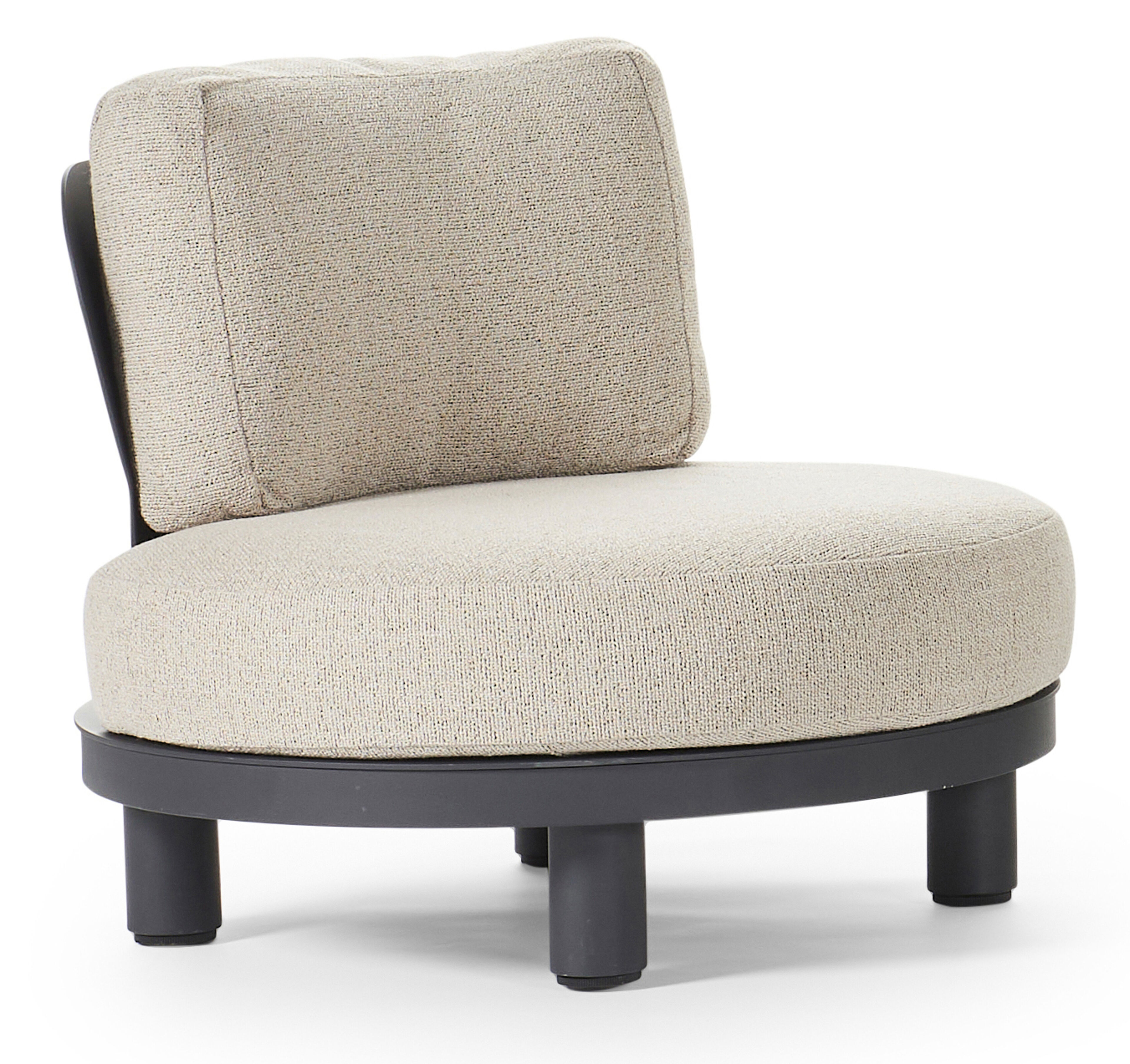Fauteuil de jardin Donato en aluminium noir avec coussin en All Weather Cosytica marbella beige