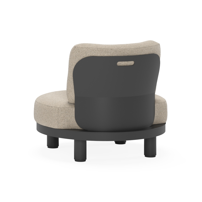 Fauteuil de jardin Donato en aluminium noir avec coussin en All Weather Cosytica marbella beige