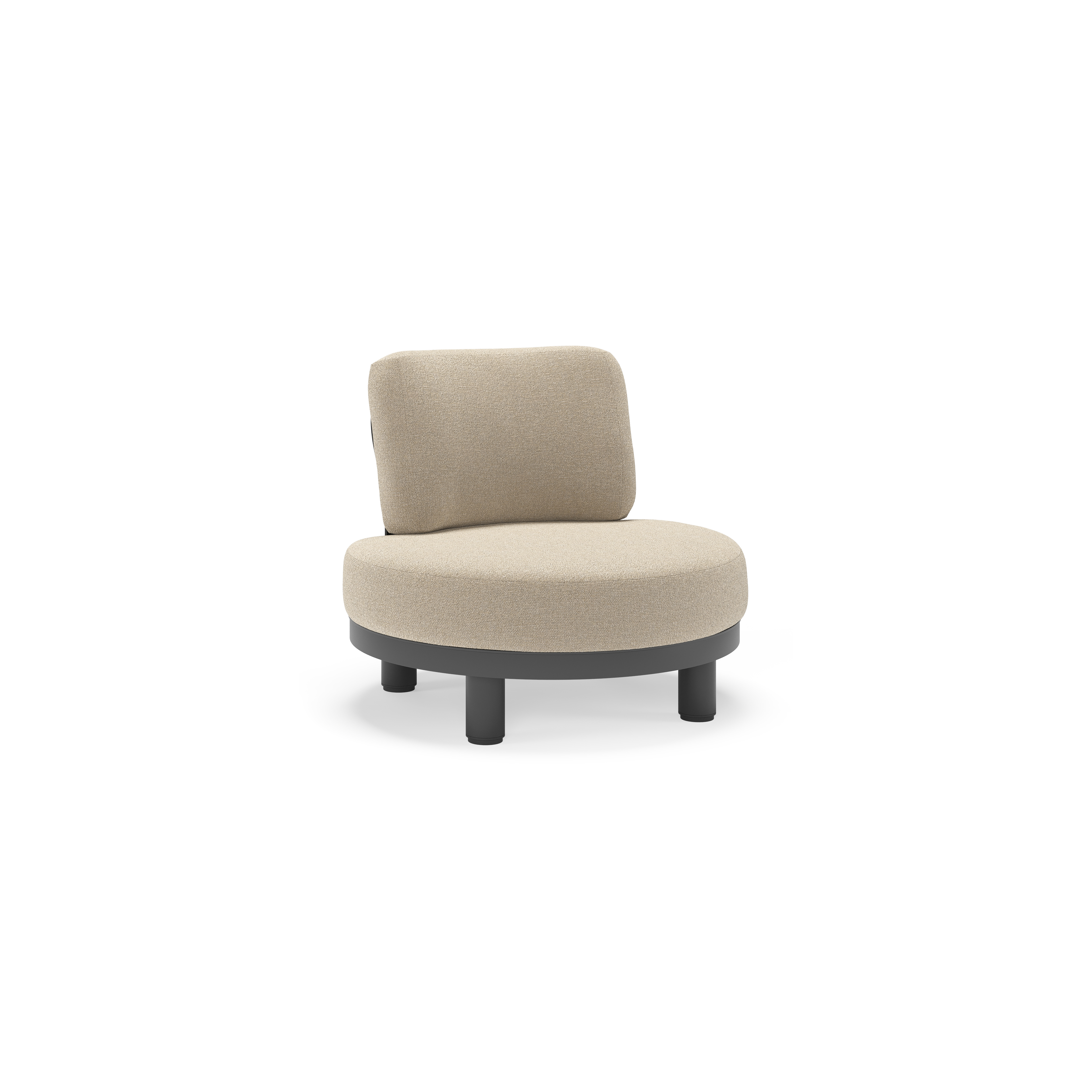 Donato loungestoel in zwart aluminium met all weather cosytica Marbella Sand kussen