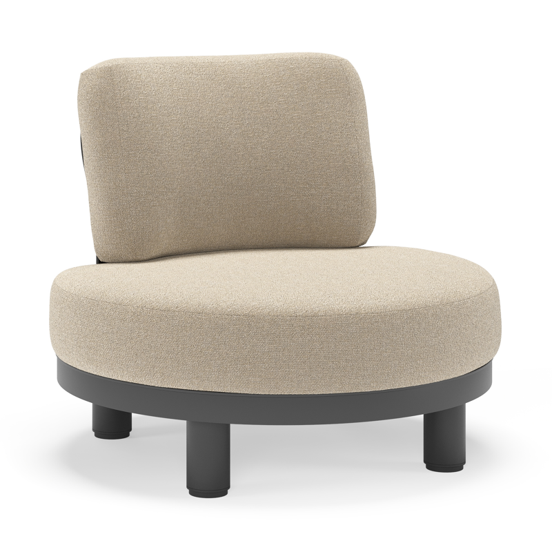 Donato loungestoel in zwart aluminium met all weather cosytica Marbella Sand kussen