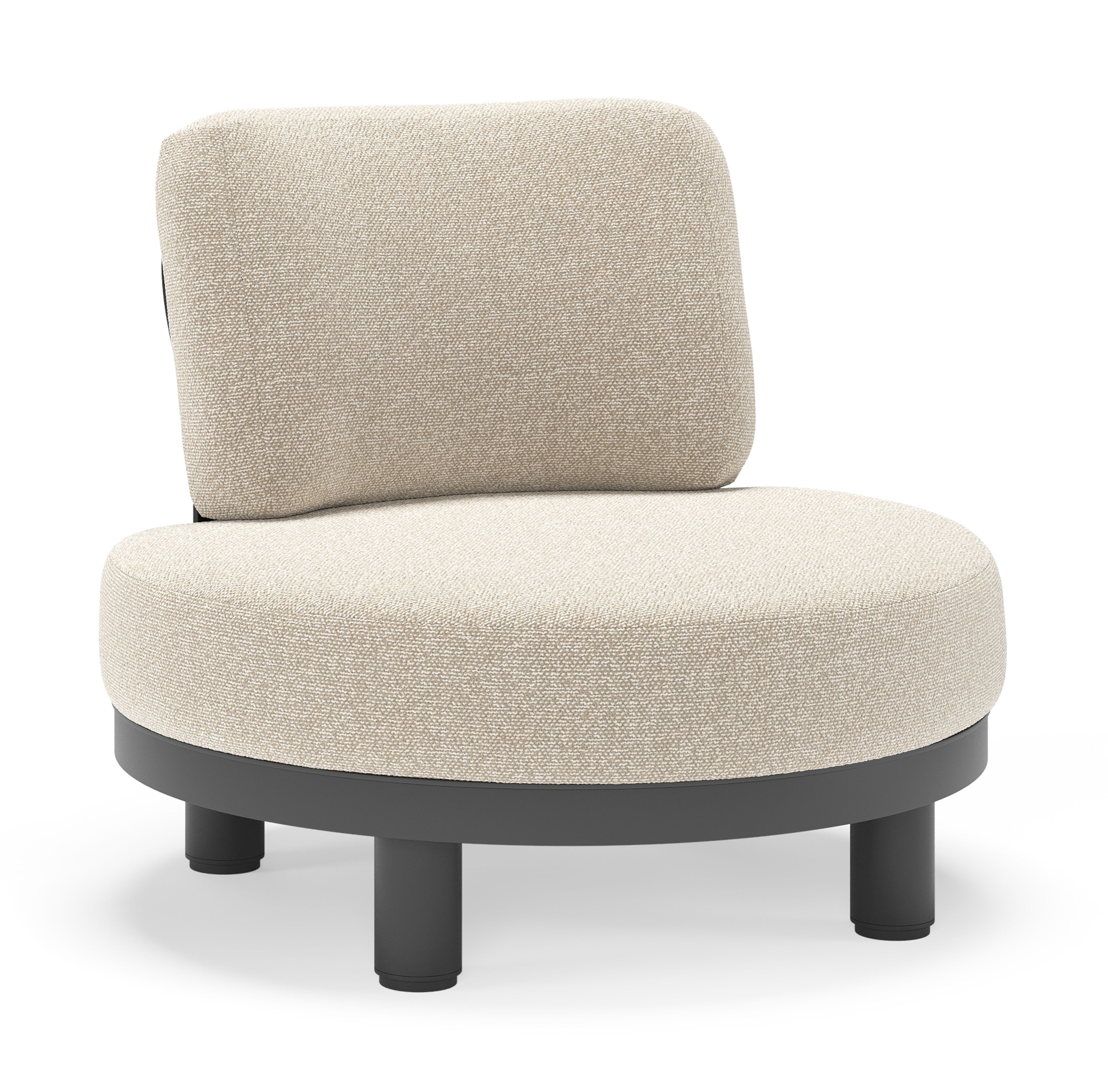 Donato loungestoel in zwart aluminium met all weather cosytica Marbella Ecru kussen