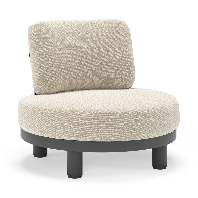 Donato loungestoel in zwart aluminium met all weather cosytica Marbella Ecru kussen