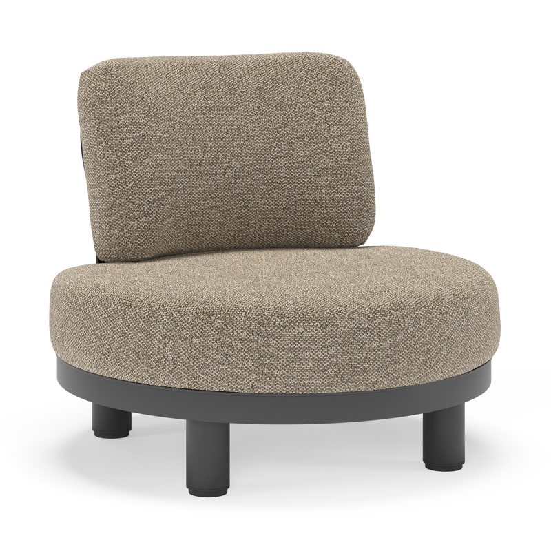 Donato loungestoel in zwart aluminium met all weather cosytica Madagascar Burch kussen