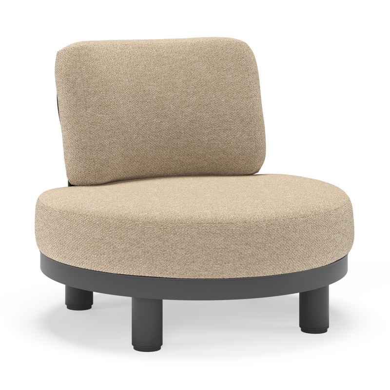 Donato loungestoel in zwart aluminium met all weather cosytica Madagascar Oak kussen