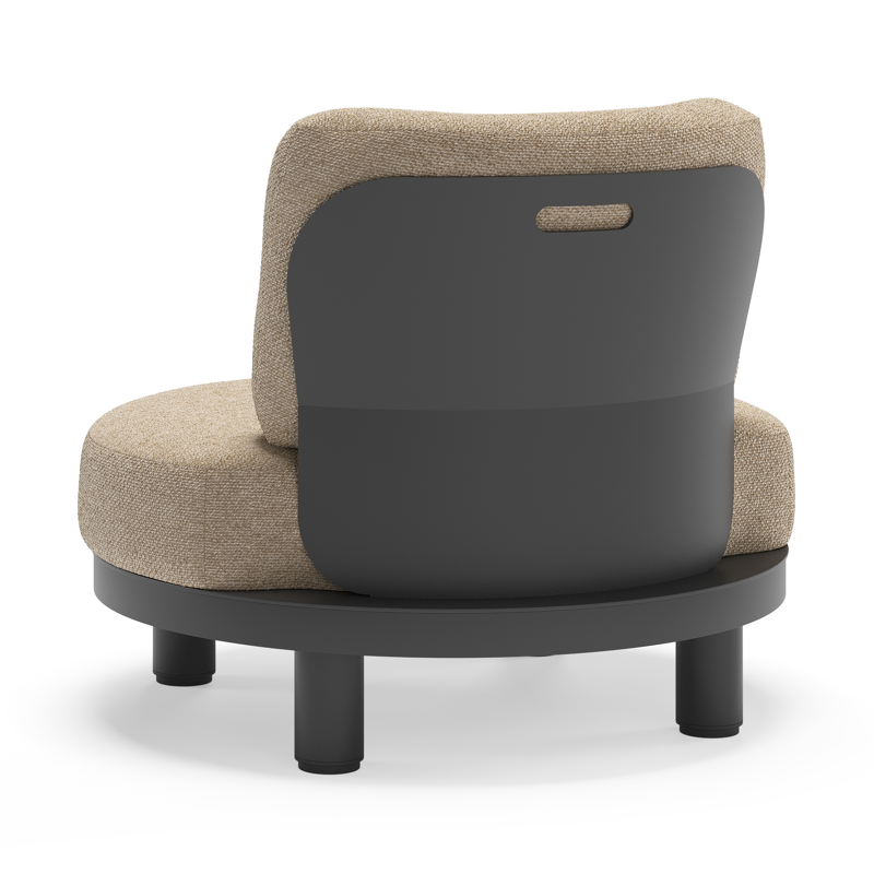 Donato loungestoel in zwart aluminium met all weather cosytica Madagascar Oak kussen