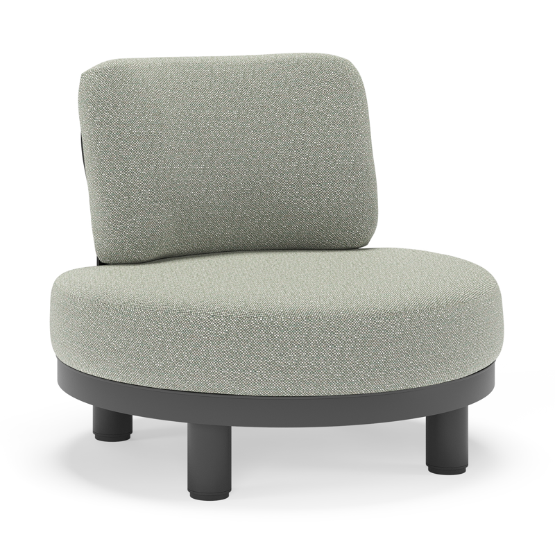Donato loungestoel in zwart aluminium met all weather sunbrella® luxe Savane Leaf kussen