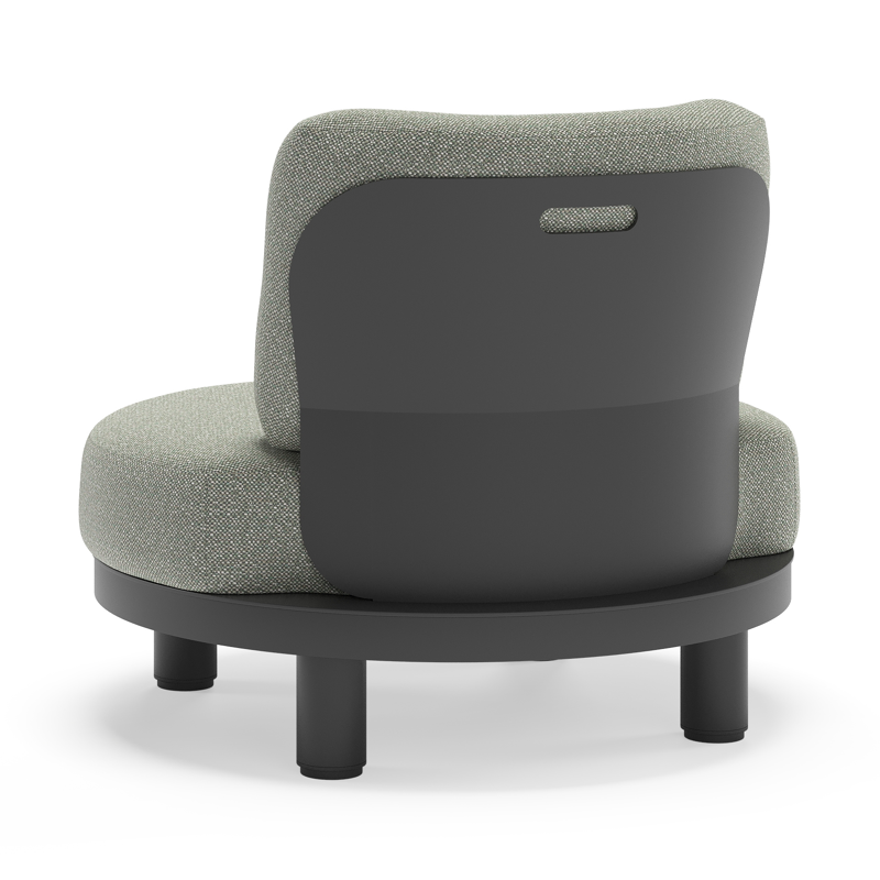 Donato loungestoel in zwart aluminium met all weather sunbrella® luxe Savane Leaf kussen