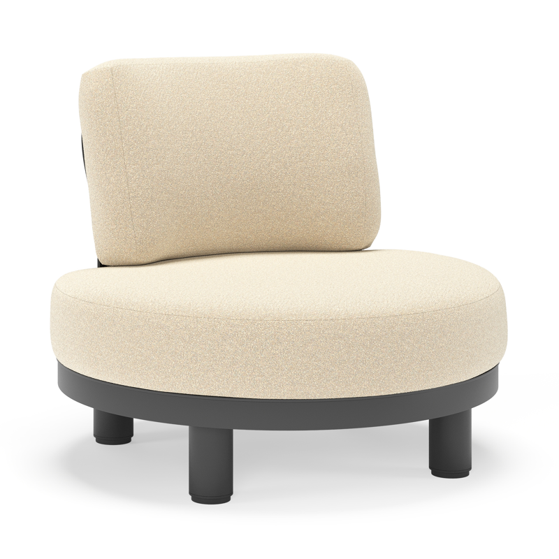 Fauteuil de jardin Donato en aluminium noir et coussins en all weather solica Soul Papyrus