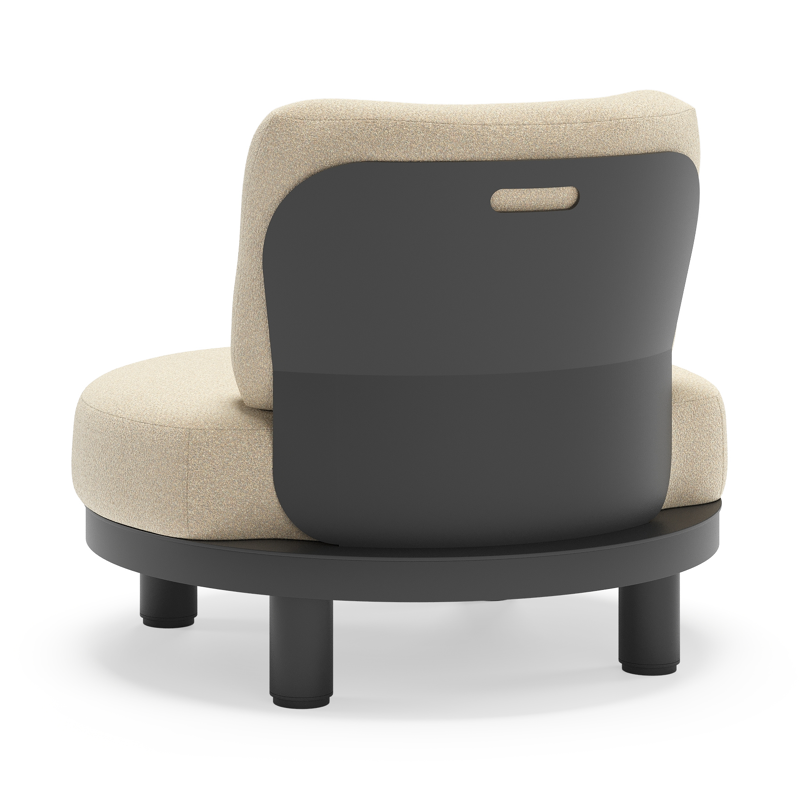 Fauteuil de jardin Donato en aluminium noir et coussins en all weather solica Soul Papyrus