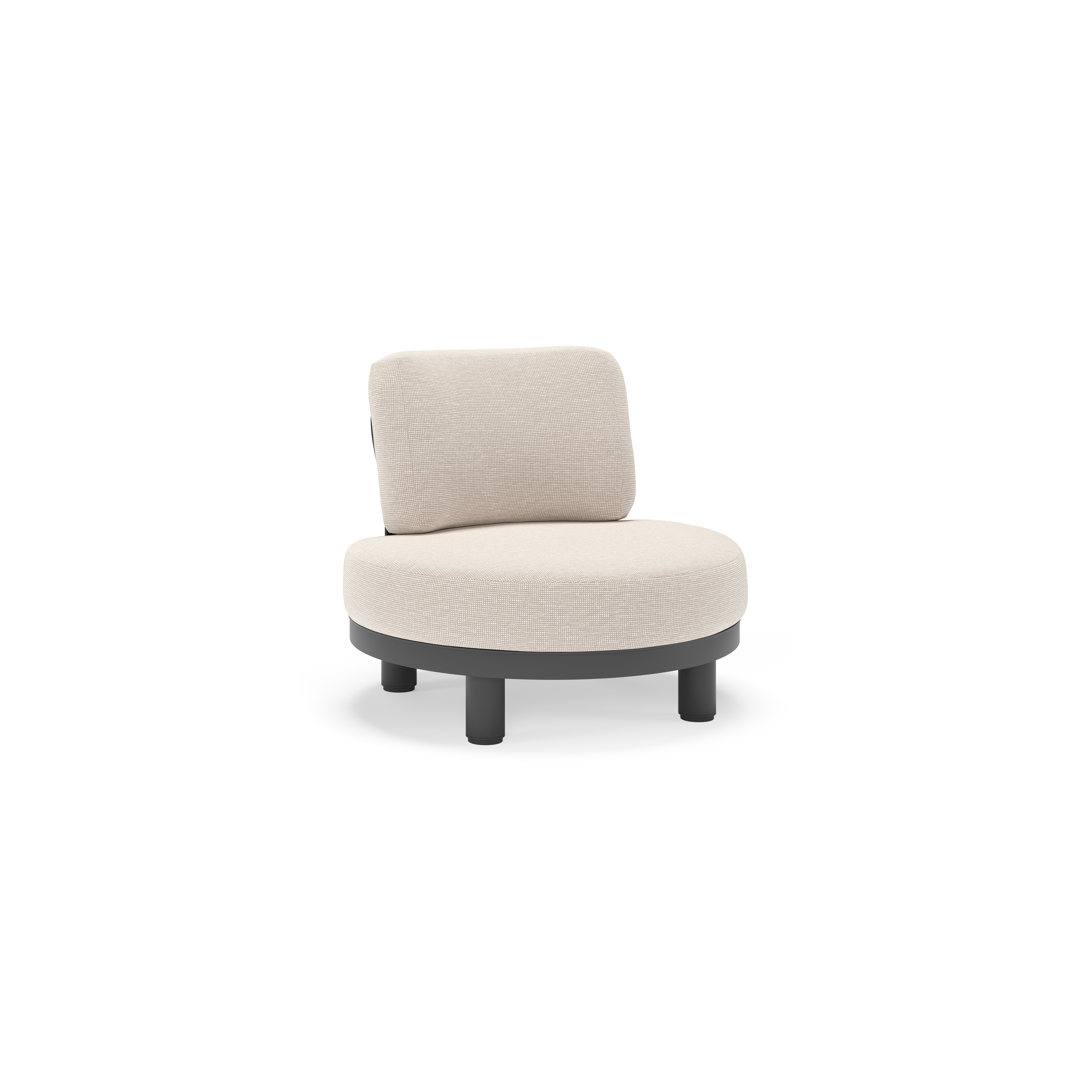 Donato loungestoel in zwart aluminium met all weather sunbrella® luxe Slow Farafra kussen