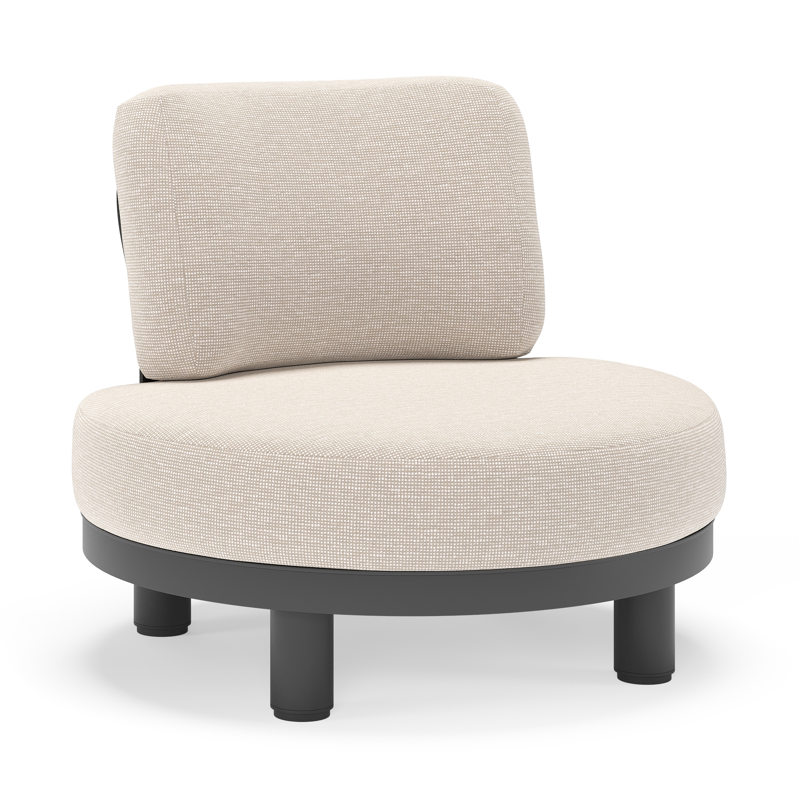 Donato loungestoel in zwart aluminium met all weather sunbrella® luxe Slow Farafra kussen